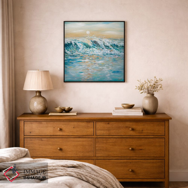 تابلو انتزاعی پاشیدن آب دریا اثر لیندا اولسن - D1B