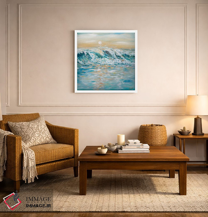 تابلو انتزاعی پاشیدن آب دریا اثر لیندا اولسن - D5W