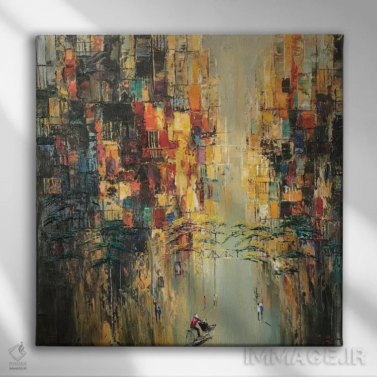 تابلو انتزاعی آفتابی در خیابان اثر له نگوک کوآن - نمای روبهرو روی دیوار