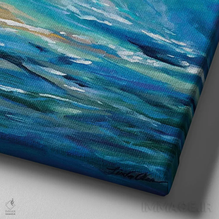 تابلو دکوراتیو شادکننده، روح بخش اثر لیندا اولسن - نمای نزدیک بافت بوم