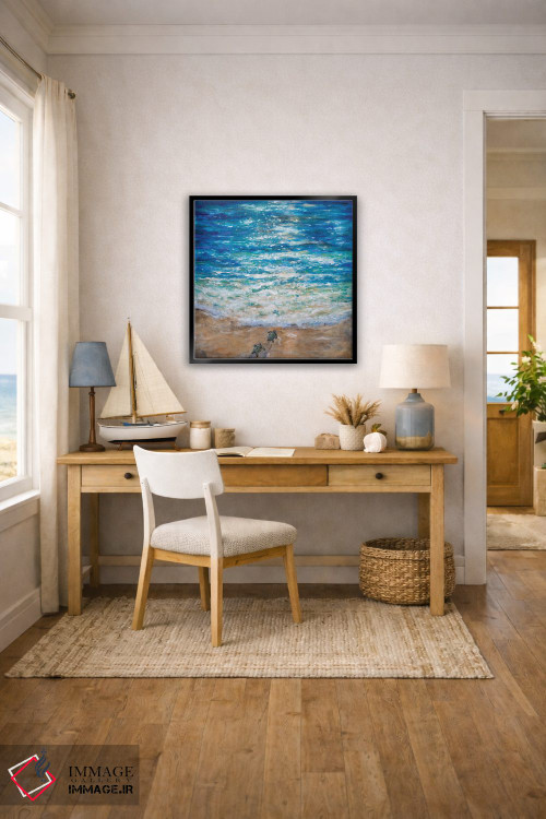 تابلو دکوراتیو اولین شیرجه لاک پشت دریایی اثر لیندا اولسن - D3B