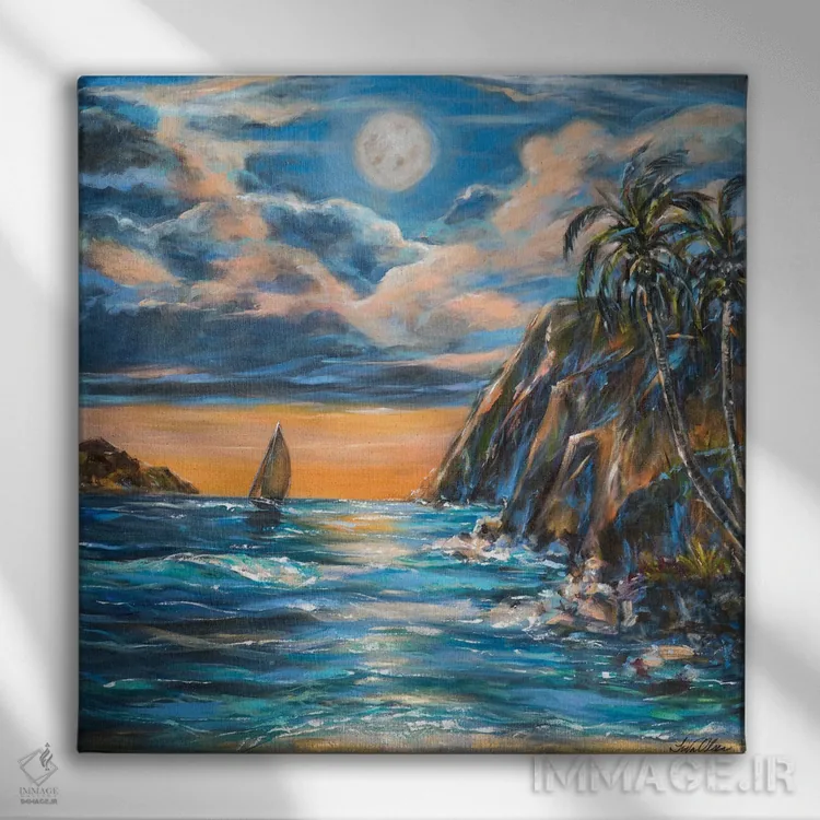 تابلو دکوراتیو عشق جزیره ای اثر لیندا اولسن - نمای روبهرو روی دیوار