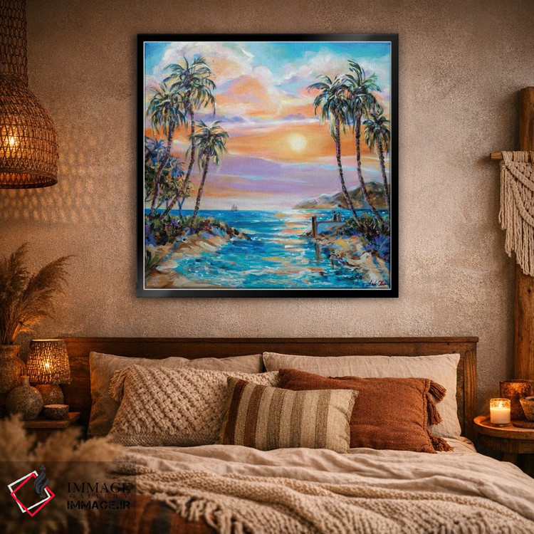 تابلو دکوراتیو عاشقان هنگام غروب اثر لیندا اولسن - D1B