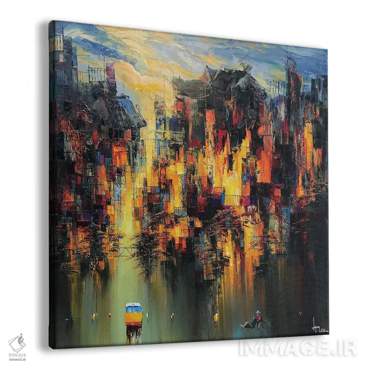 تابلو انتزاعی آفتاب عصرگاهی اثر له نگوک کوآن - نمای پرسپکتیو محصول