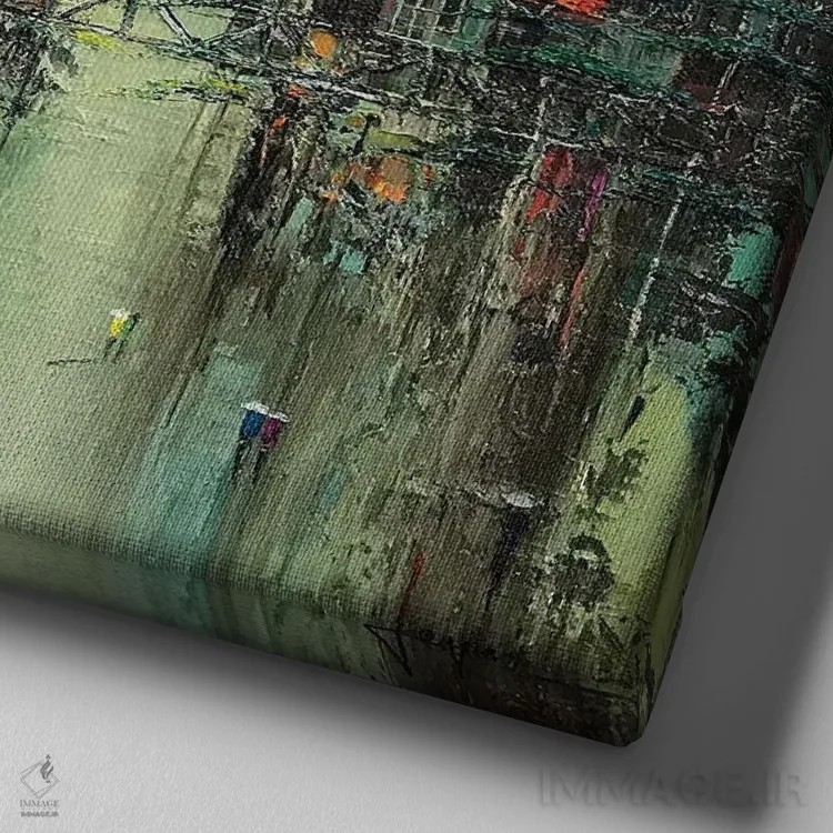 تابلو انتزاعی خیابان گل ۱ اثر له نگوک کوآن - نمای نزدیک بافت بوم