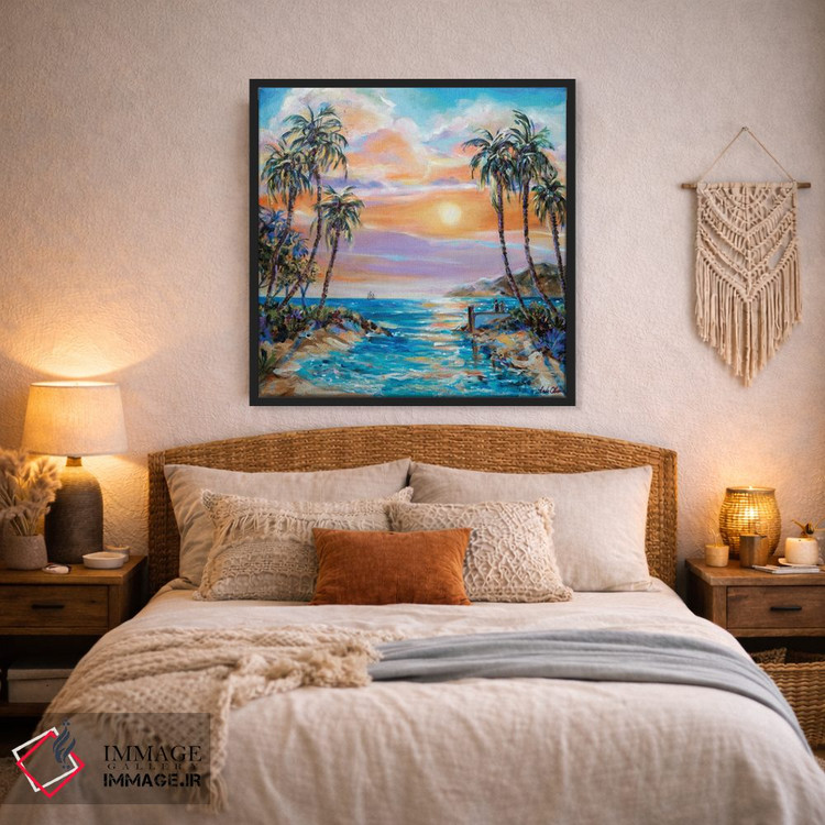 تابلو دکوراتیو عاشقان هنگام غروب اثر لیندا اولسن - D3B