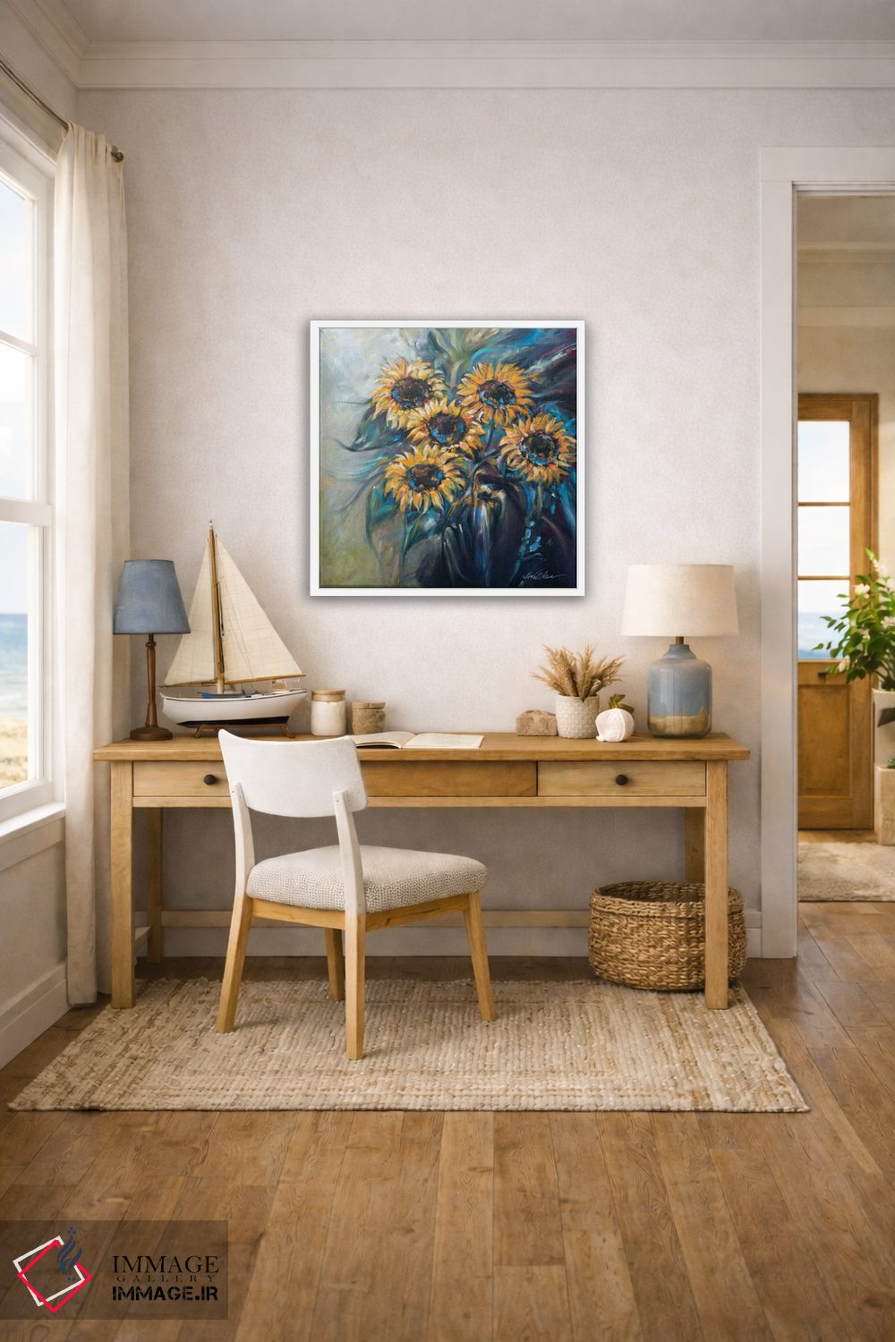 تابلو دکوراتیو دسته گل آفتابگردان اثر لیندا اولسن - D1W
