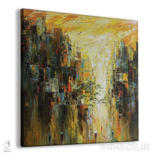 تابلو انتزاعی طلوع شهر اثر له نگوک کوآن - نمای پرسپکتیو محصول