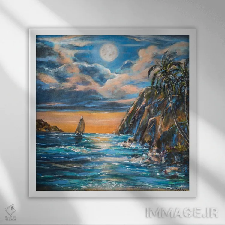 تابلو دکوراتیو عشق جزیره ای اثر لیندا اولسن - نمای قابدار سفید