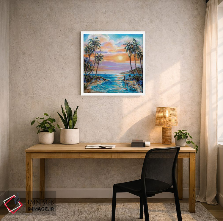 تابلو دکوراتیو عاشقان هنگام غروب اثر لیندا اولسن - D5W