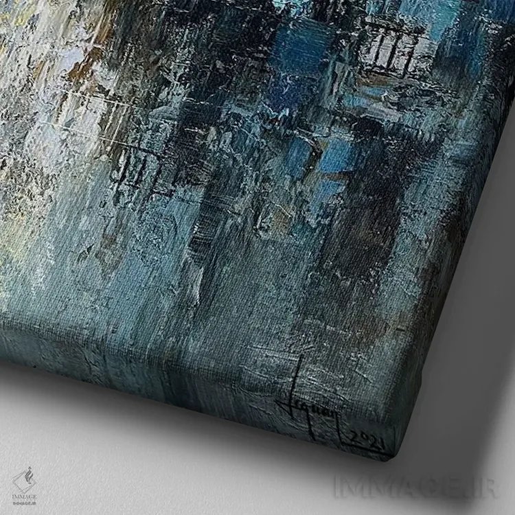 تابلو انتزاعی ریتم خیابان اثر له نگوک کوآن - نمای نزدیک بافت بوم