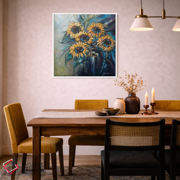 تابلو دکوراتیو دسته گل آفتابگردان اثر لیندا اولسن - D5W