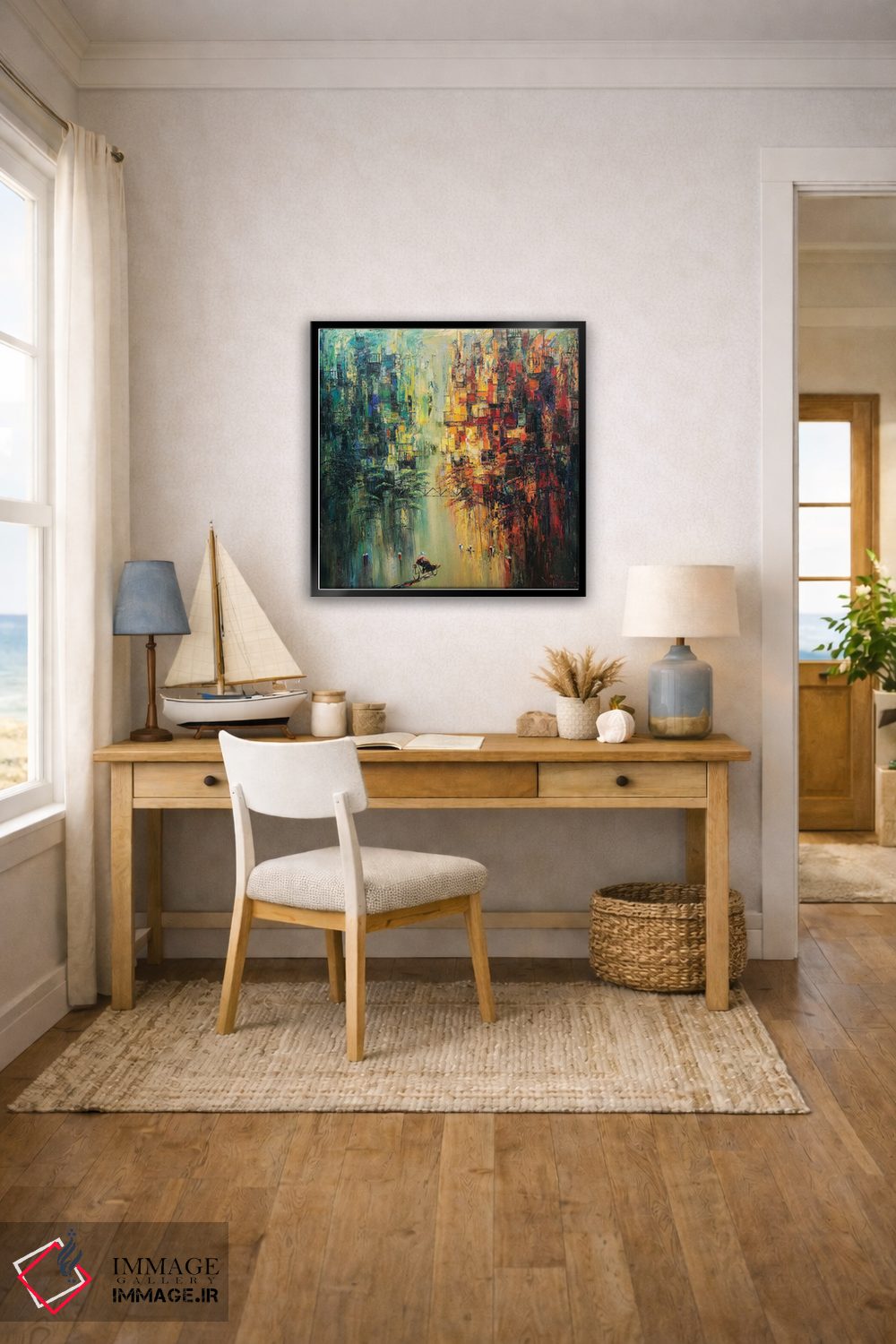 تابلو انتزاعی آفتاب دیرهنگام پاییزی ۱ اثر له نگوک کوآن - D5B