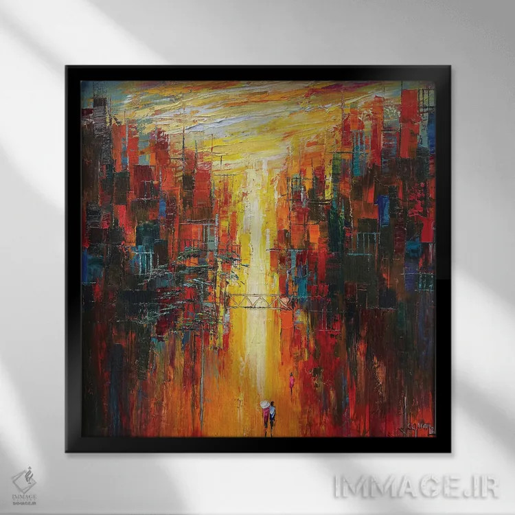 تابلو دکوراتیو دلتنگ خورشید اثر له نگوک کوآن - نمای قابدار مشکی