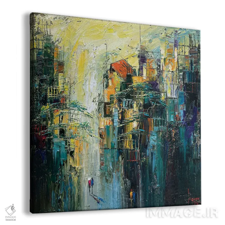 تابلو انتزاعی سپیده دم آرام اثر له نگوک کوآن - نمای پرسپکتیو محصول