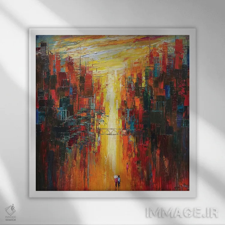 تابلو دکوراتیو دلتنگ خورشید اثر له نگوک کوآن - نمای قابدار سفید