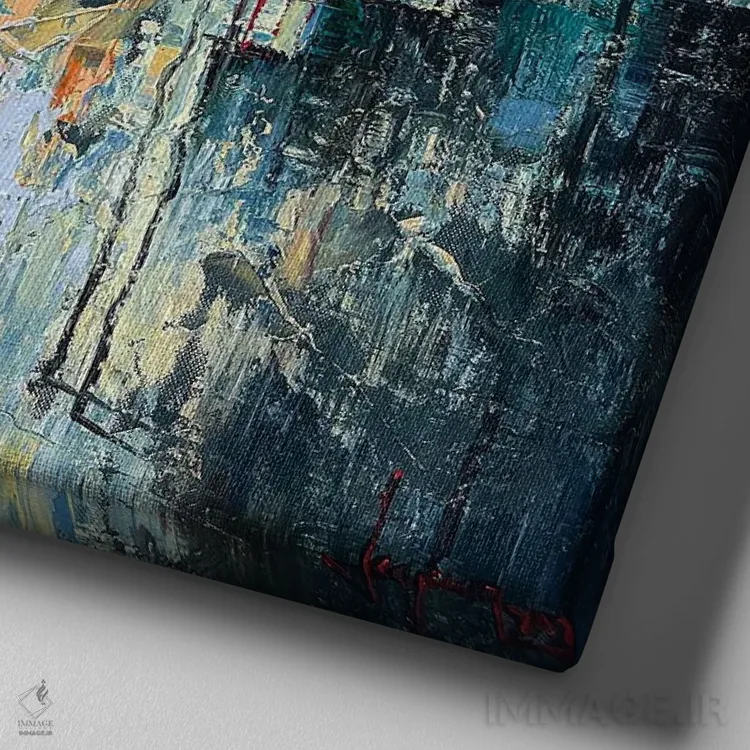 تابلو دکوراتیو تنها اثر له نگوک کوآن - نمای نزدیک بافت بوم