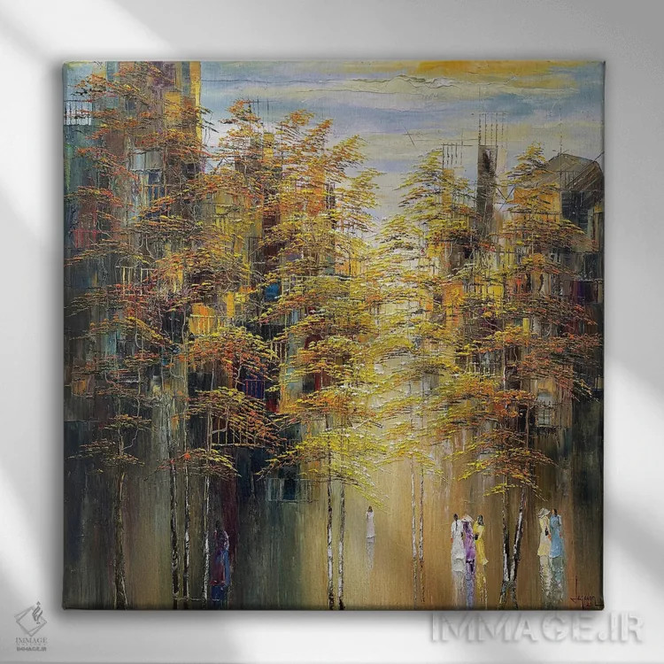 تابلو دکوراتیو پاییز-فصل تغییر برگ ها اثر له نگوک کوآن - نمای روبهرو روی دیوار