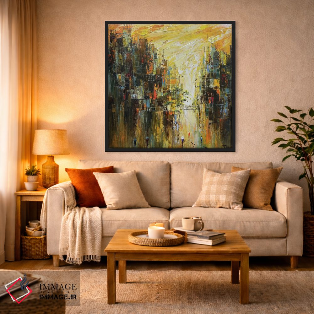 تابلو انتزاعی طلوع شهر اثر له نگوک کوآن - D3B