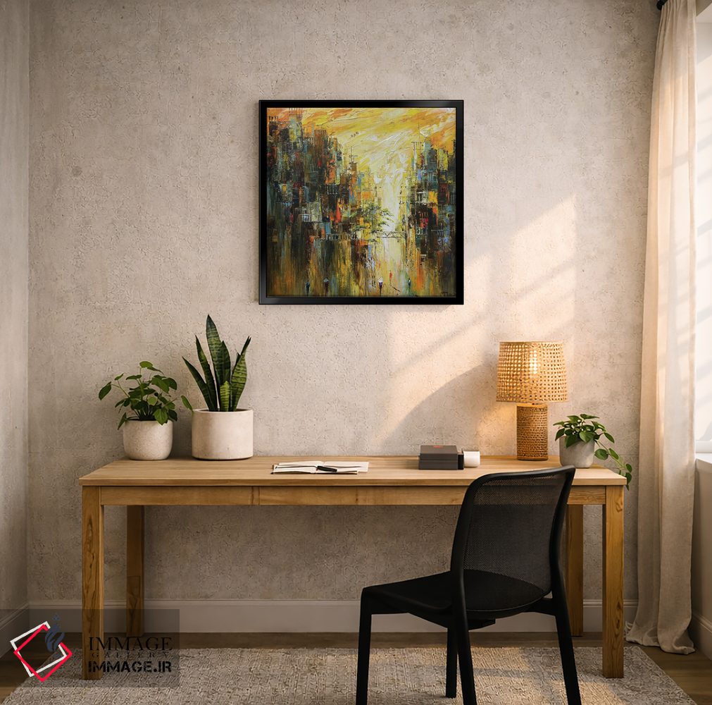 تابلو انتزاعی طلوع شهر اثر له نگوک کوآن - D5B