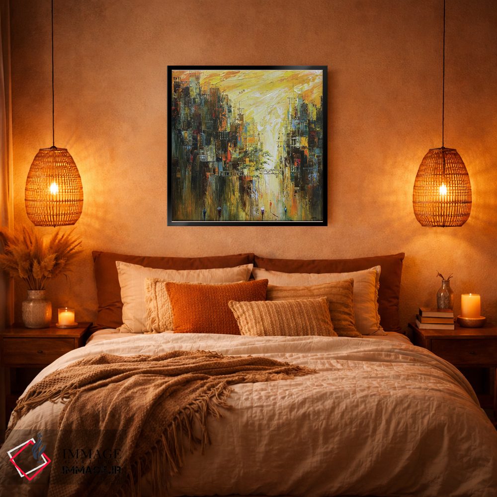 تابلو انتزاعی طلوع شهر اثر له نگوک کوآن - D6B