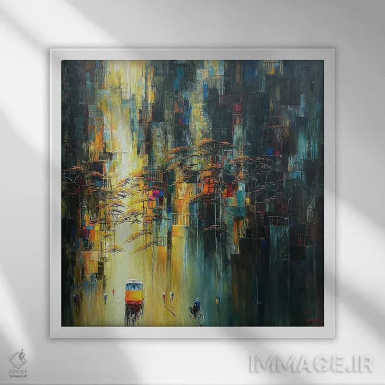 تابلو دکوراتیو گل آفتابگردان پاییزی ۱ اثر له نگوک کوآن - نمای قابدار سفید