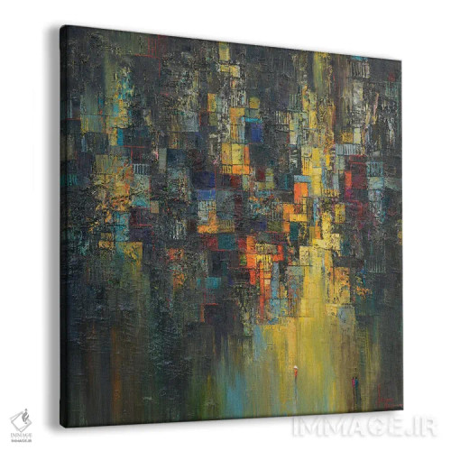 تابلو انتزاعی "تنها در شب" اثر له نگوک کوآن - نمای پرسپکتیو محصول