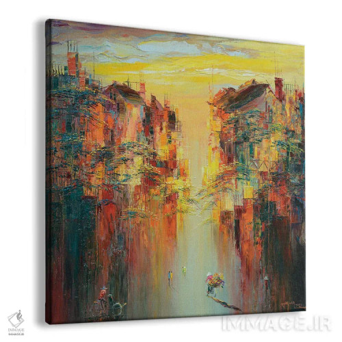 تابلو انتزاعی "آفتاب دیرهنگام پاییز" اثر له نگوک کوآن - نمای پرسپکتیو محصول