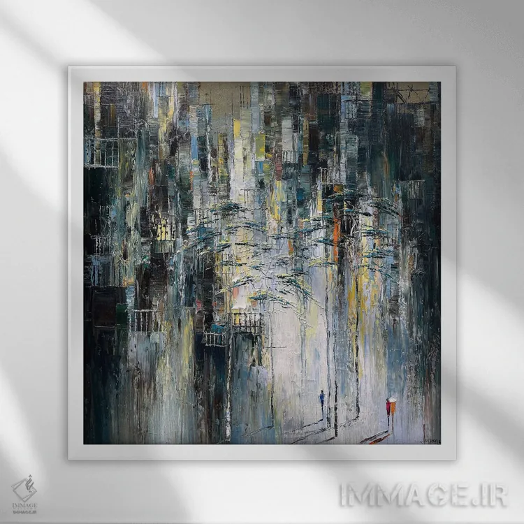 تابلو دکوراتیو خیابان دور اثر له نگوک کوآن - نمای قابدار سفید