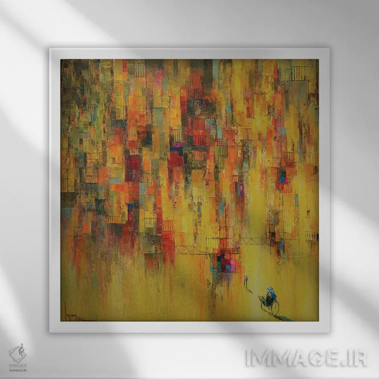 تابلو انتزاعی "نفس" اثر له نگوک کوآن - نمای قابدار سفید