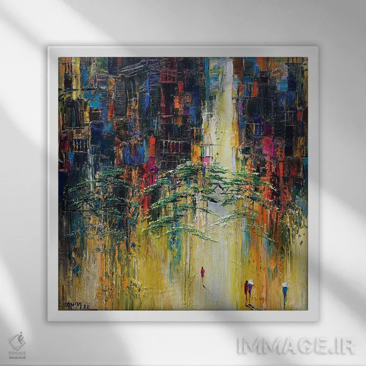 تابلو دکوراتیو عصر پاییزی آفتابی اثر له نگوک کوآن - نمای قابدار سفید