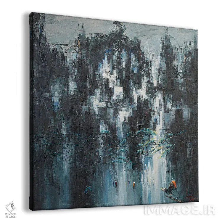 تابلو انتزاعی "زمستان زودهنگام" اثر له نگوک کوآن - نمای پرسپکتیو محصول