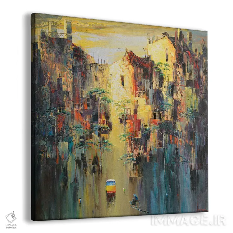 تابلو انتزاعی "خاطره پاییز من" اثر له نگوک کوآن - نمای پرسپکتیو محصول