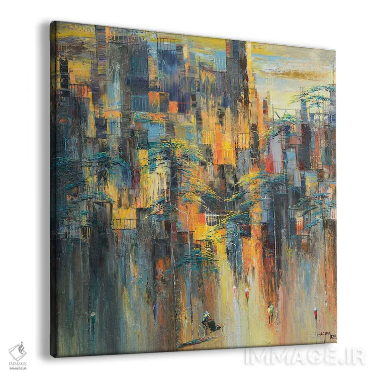 تابلو انتزاعی "خیابان عصر ساکت" اثر له نگوک کوآن - نمای پرسپکتیو محصول