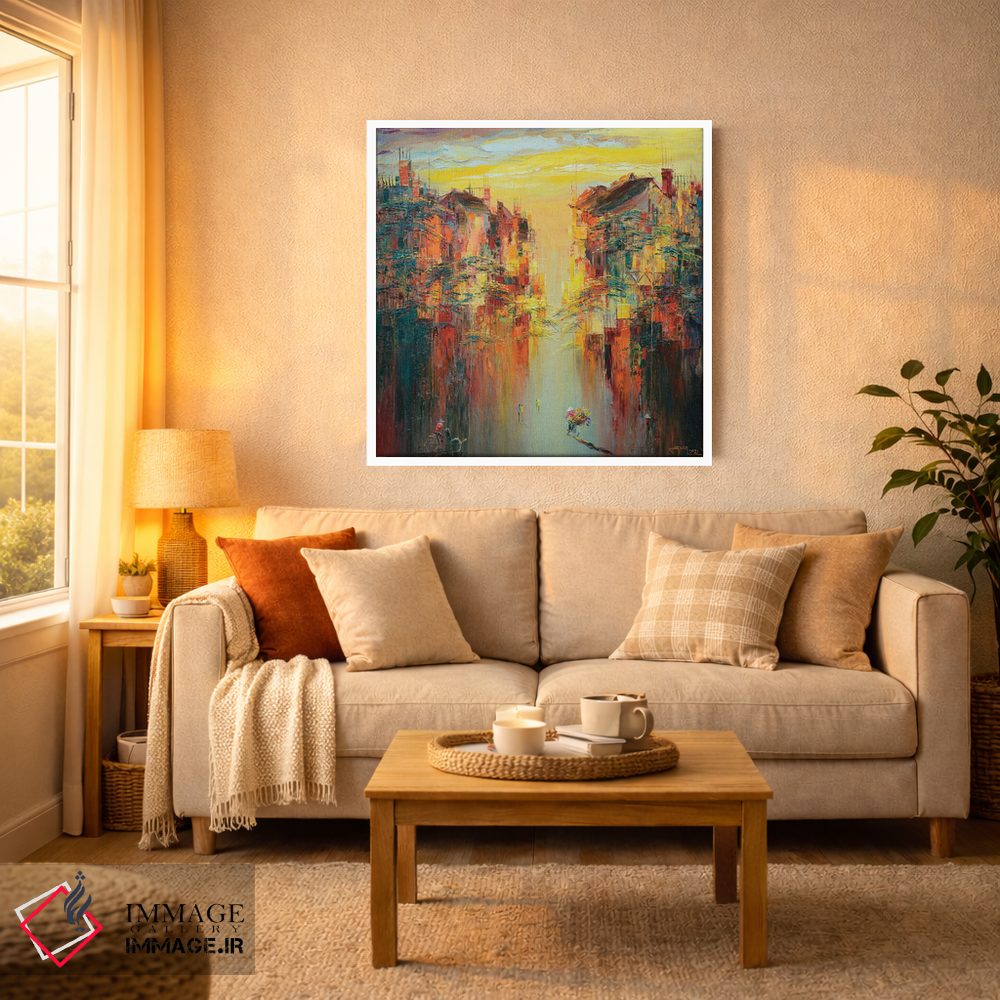 تابلو انتزاعی "آفتاب دیرهنگام پاییز" اثر له نگوک کوآن - D3W