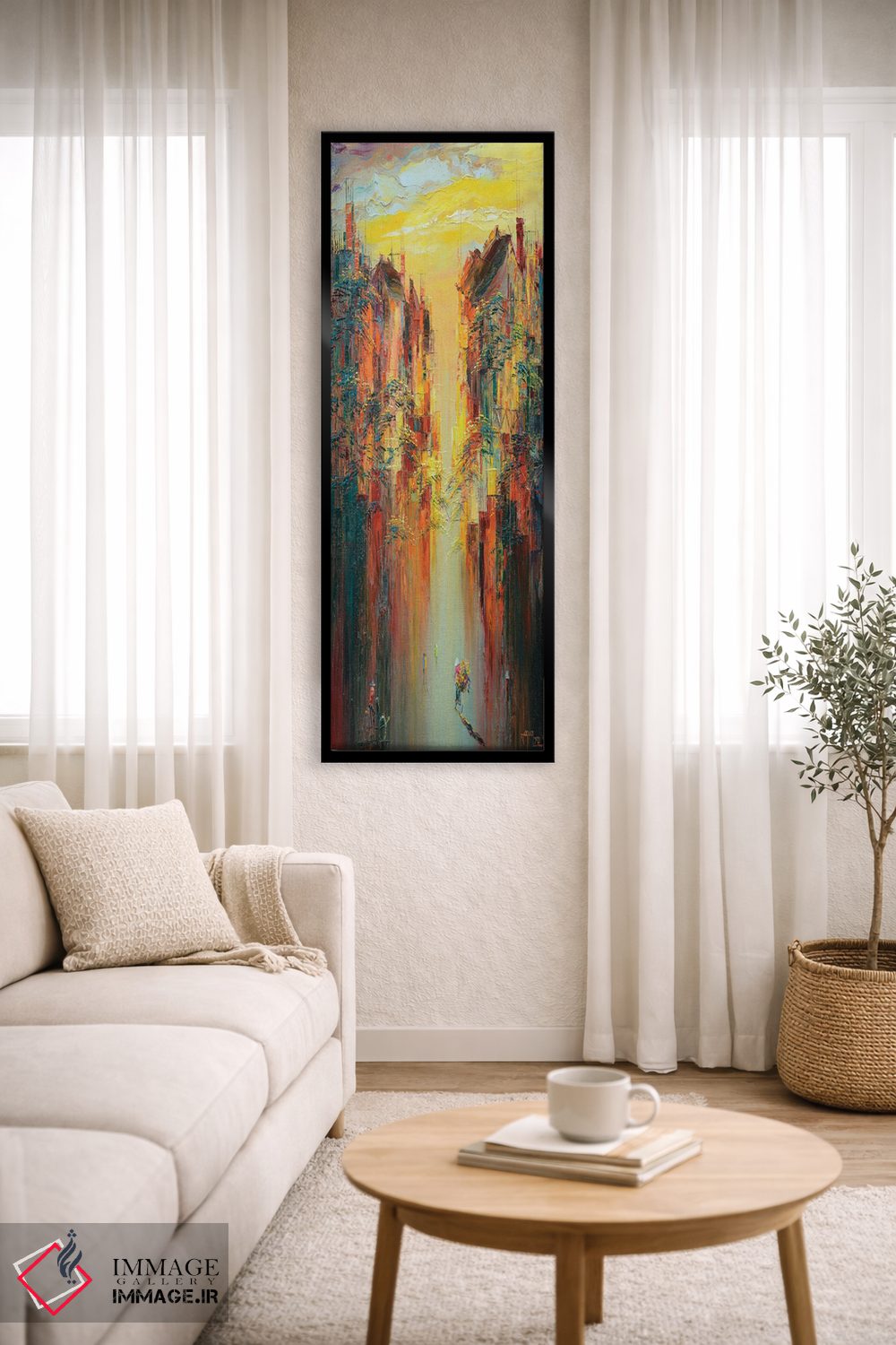 تابلو انتزاعی "آفتاب دیرهنگام پاییز" اثر له نگوک کوآن - D6B