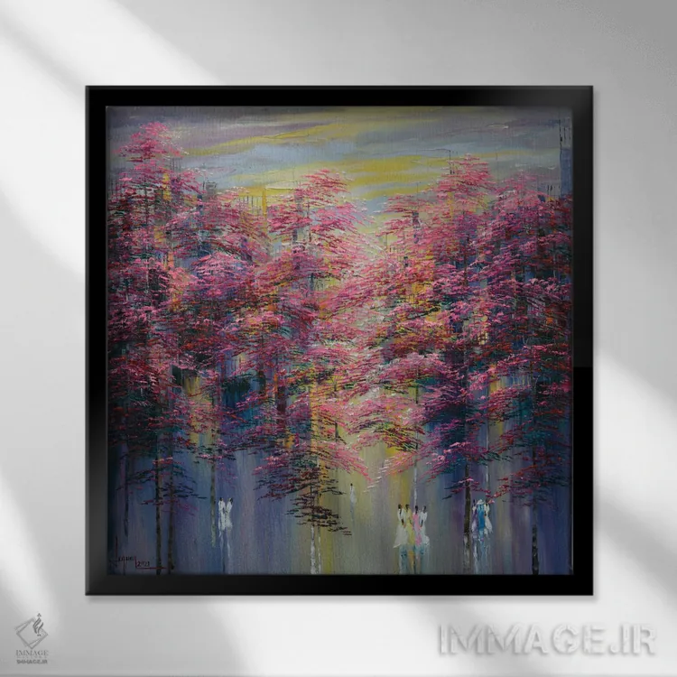 تابلو انتزاعی "اواخر تابستان" اثر له نگوک کوآن - نمای قابدار مشکی