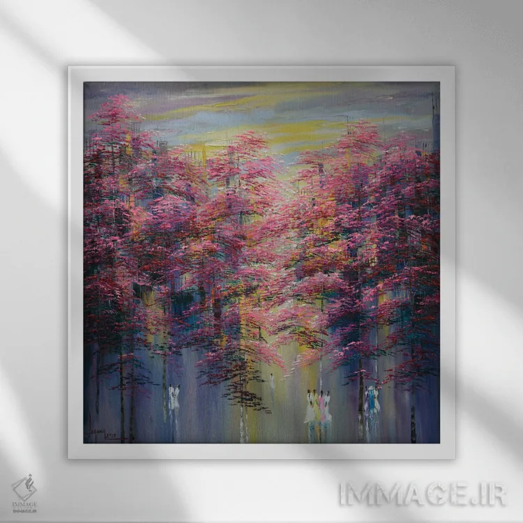 تابلو انتزاعی "اواخر تابستان" اثر له نگوک کوآن - نمای قابدار سفید