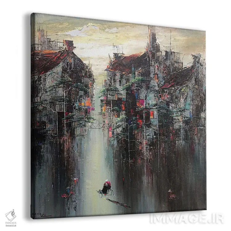 تابلو انتزاعی "عصر بارانی موسمی" اثر له نگوک کوآن - نمای پرسپکتیو محصول