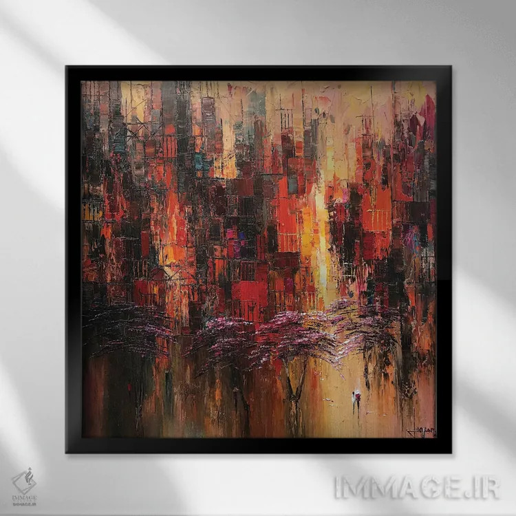 تابلو انتزاعی "خیال پردازی" اثر له نگوک کوآن - نمای قابدار مشکی