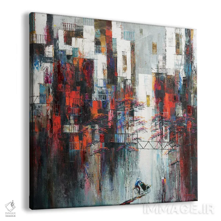 تابلو انتزاعی "عصر در خیابان قدیمی" اثر له نگوک کوآن - نمای پرسپکتیو محصول