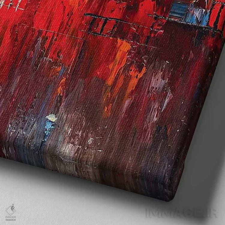 تابلو انتزاعی "شهر من" اثر له نگوک کوآن - نمای نزدیک بافت بوم