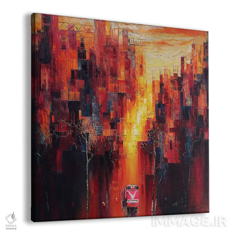 تابلو انتزاعی "سایه عصر" اثر له نگوک کوآن - نمای پرسپکتیو محصول