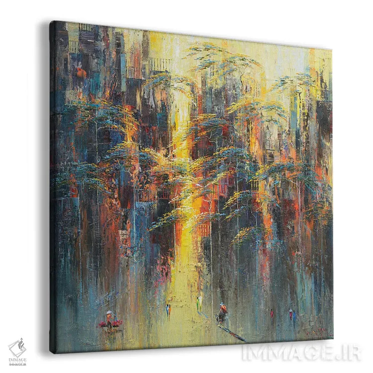 تابلو انتزاعی "گل خورشید" اثر له نگوک کوآن - نمای پرسپکتیو محصول