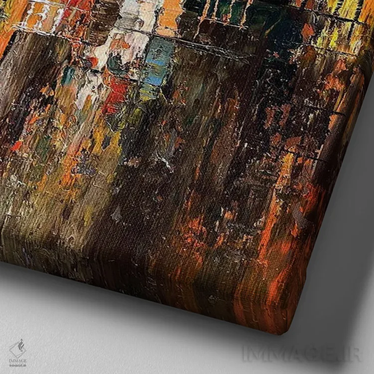 تابلو انتزاعی "نور خورشید تازه" اثر له نگوک کوآن - نمای نزدیک بافت بوم