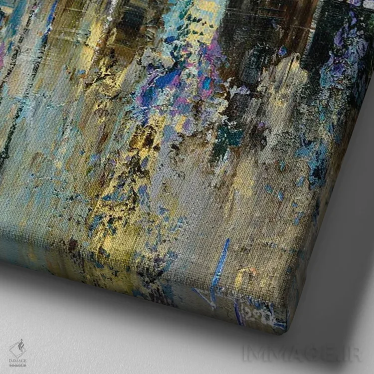 تابلو انتزاعی "سولداد " اثر له نگوک کوآن - نمای نزدیک بافت بوم