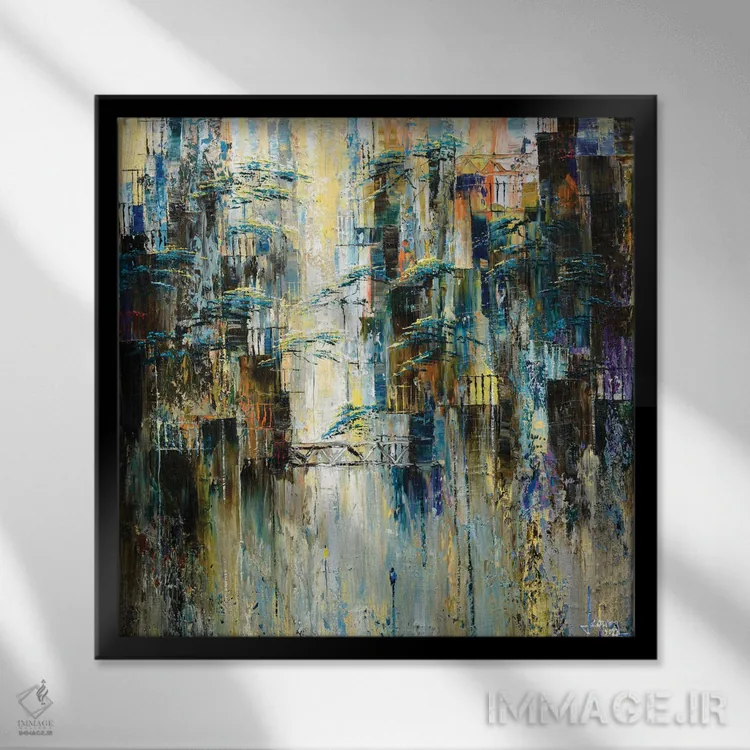 تابلو انتزاعی "سولداد " اثر له نگوک کوآن - نمای قابدار مشکی