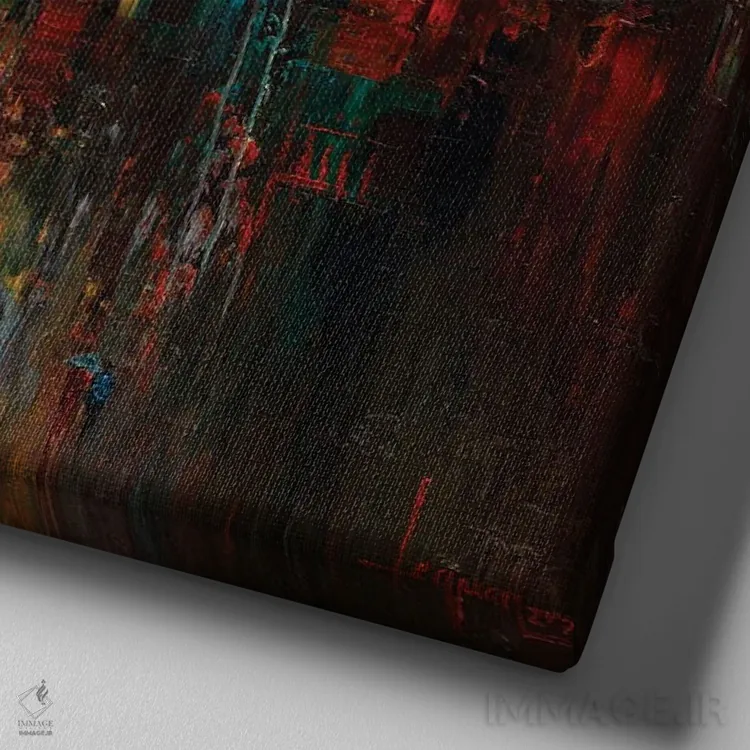 تابلو انتزاعی "بهار درخشان" اثر له نگوک کوآن - نمای نزدیک بافت بوم