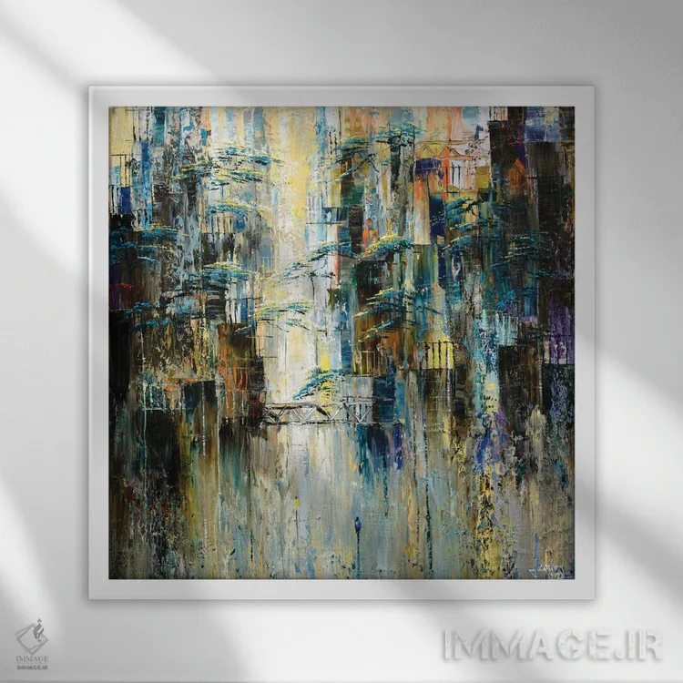 تابلو انتزاعی "سولداد " اثر له نگوک کوآن - نمای قابدار سفید