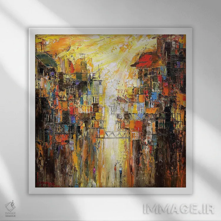 تابلو انتزاعی "نور خورشید تازه" اثر له نگوک کوآن - نمای قابدار سفید